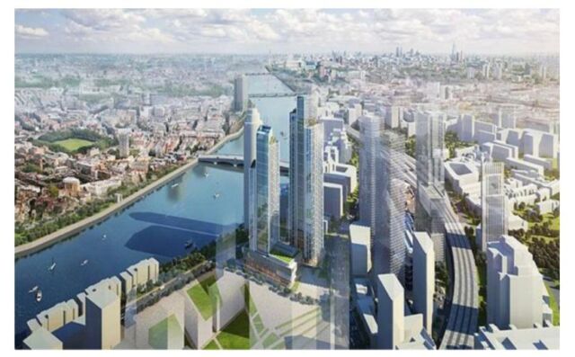 Nine Elms and Vauxhall aerial image from LMP Law - Leasehold Law specialists